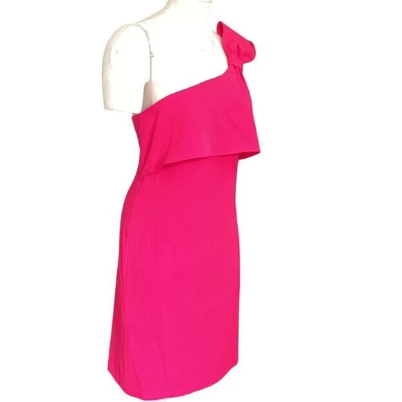 Adrianna Papell One Shoulder Dress Sz 6 Pink #196D - Picture 4 of 12